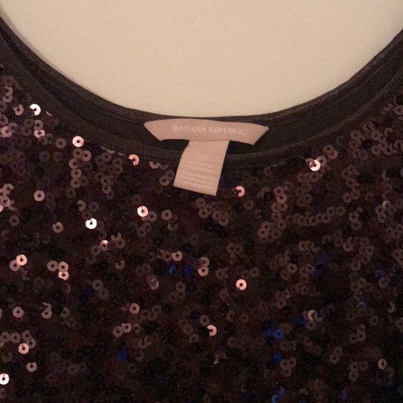 Banana republic brown sequin 3/4th sleeve top - xs - Picture 3 of 3